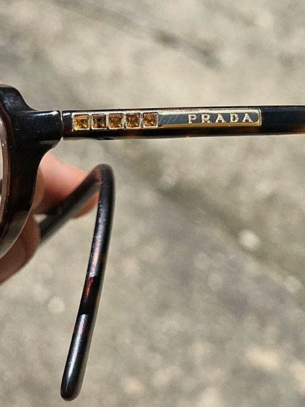 Prada Vintage Eyeglasses FRAMES ONLY Reading Case Tortoise Shell Bejeweled Gems